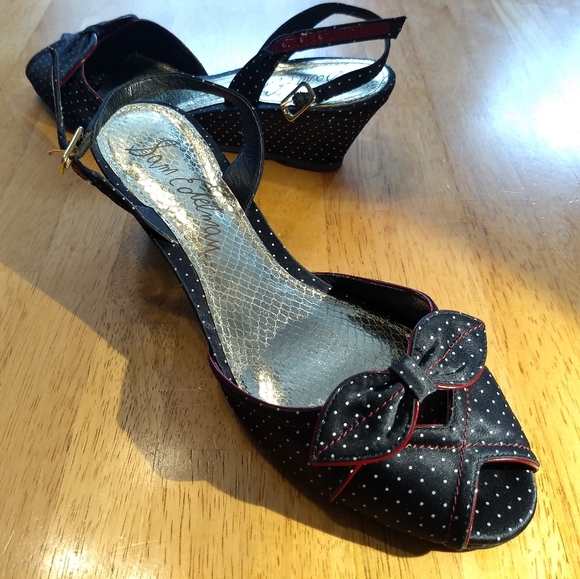 Sam Edelman Shoes - Sam Edelman Vintage Glam Black Polkadot Wedges